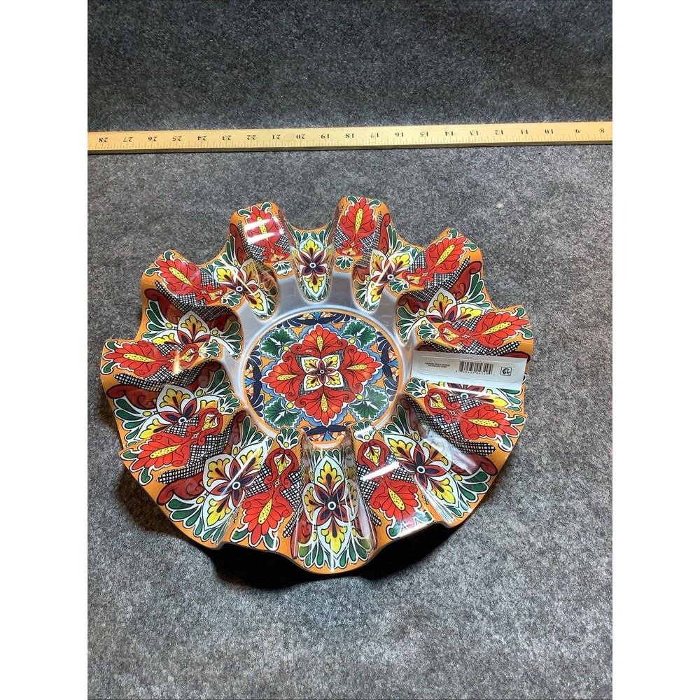 TACO SERVING TRAY Prepara  Colorful Spanish Mosaic 10 Tacos **NEW***